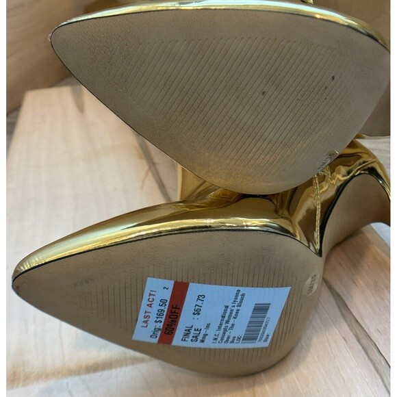 INC International Concepts Women Gold Patent Iyonna Over the Knee Slouchy Boots - Picture 4 of 7